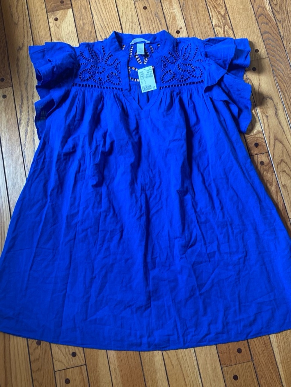 Blue Eyelet 100% cotton Dress NWT
